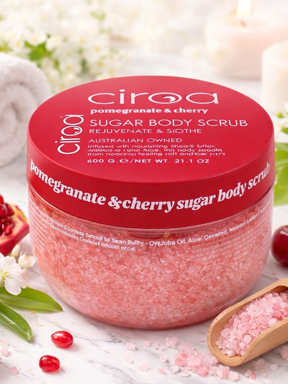 Ciroa Pomegranate & Cherry Sugar Body Scrub 21.1oz
